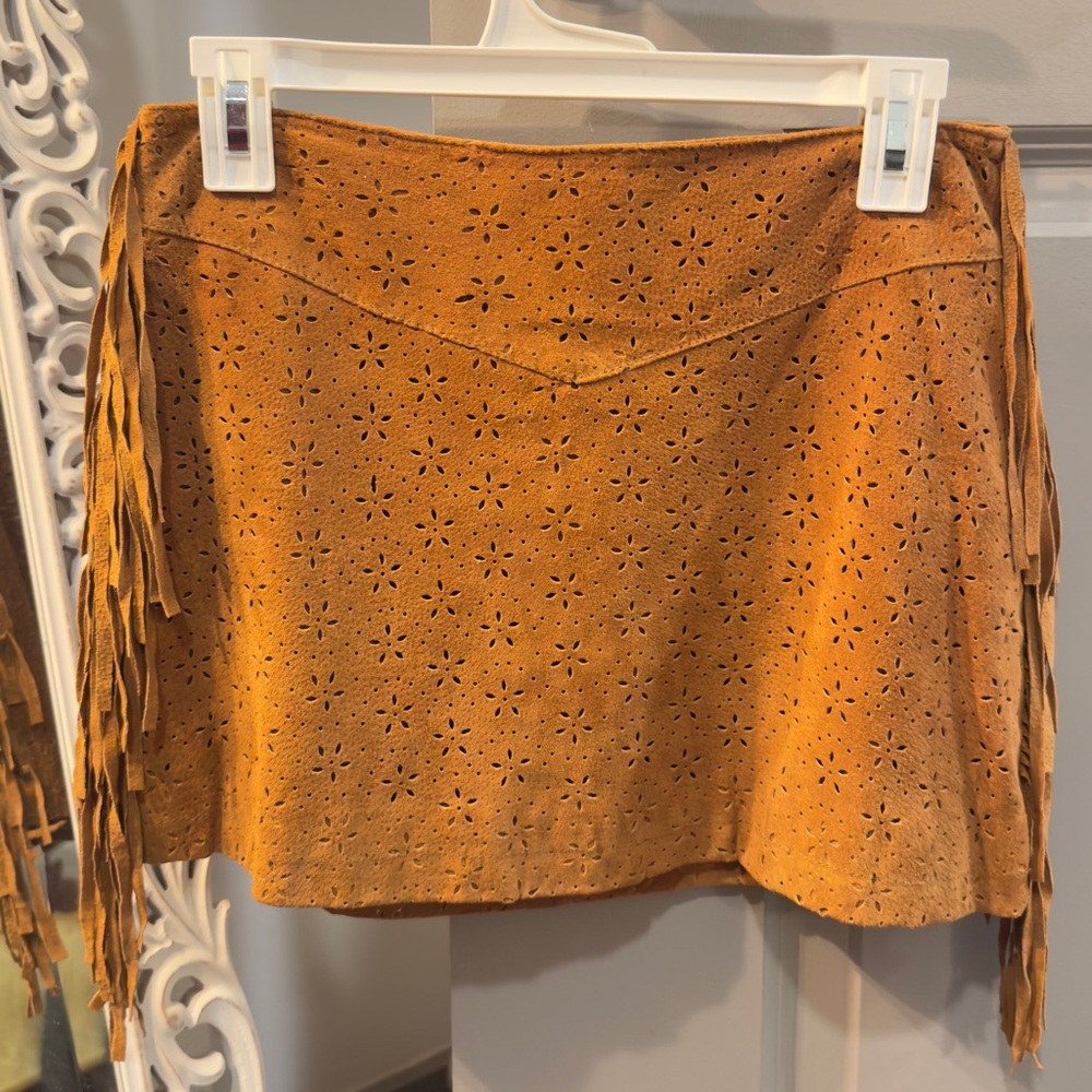 100% Leather Vintage Fringe F21 Miniskirt